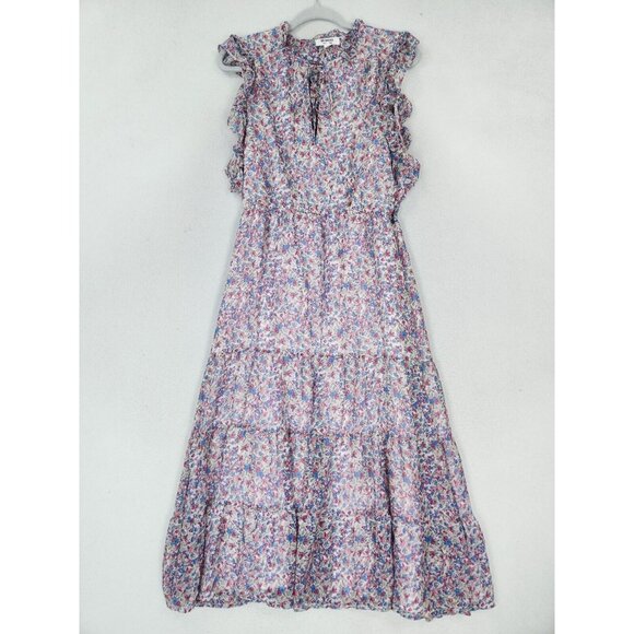 BB Dakota Dresses & Skirts - BB Dakota Dress Womens Large Blue Pink Floral Ruffle Tiered Maxi Peasant Cottage